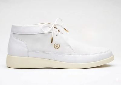 Johnny Famous Bally Style Central Park Men’s White Nappa Leather and Suede High Tops
