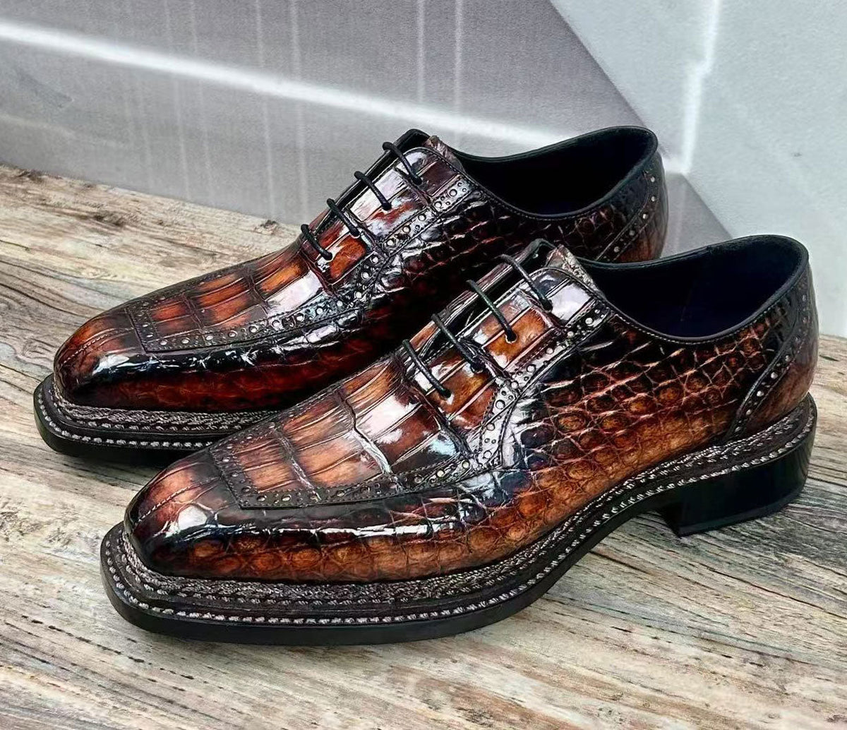 Maurice Chancellor Alligator Oxford - Cognac – product view 8