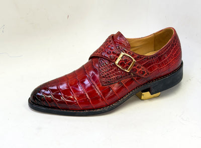 Maurice Charlotte Alligator Monkstrap - Burgundy