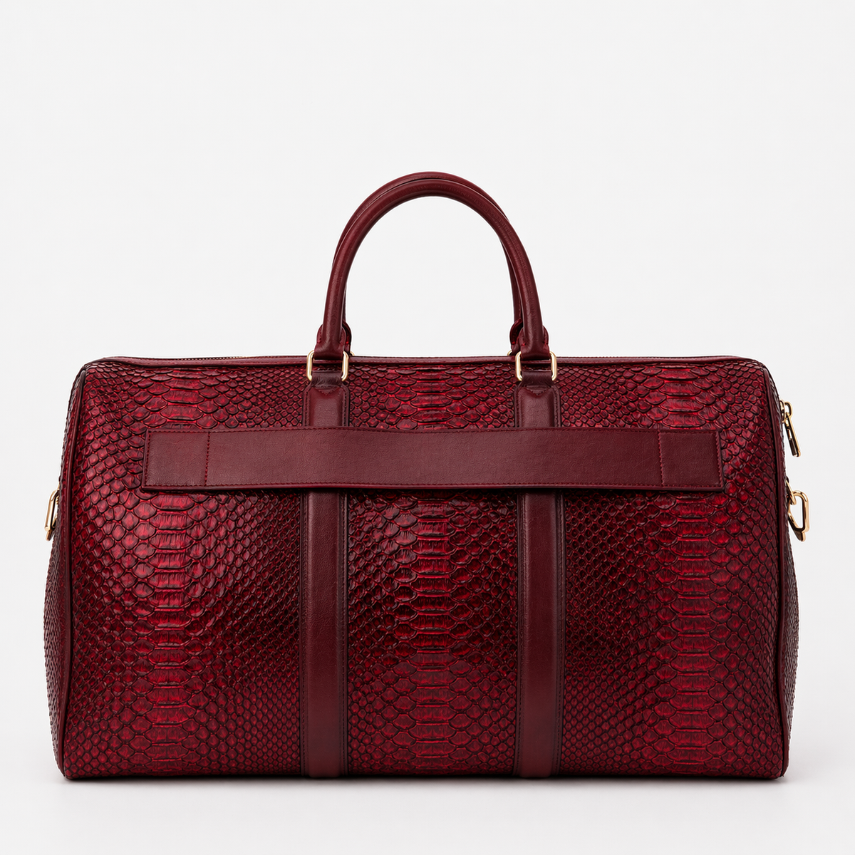 The Velar Burgundy Hand-Painted Python Leather Weekender Bag