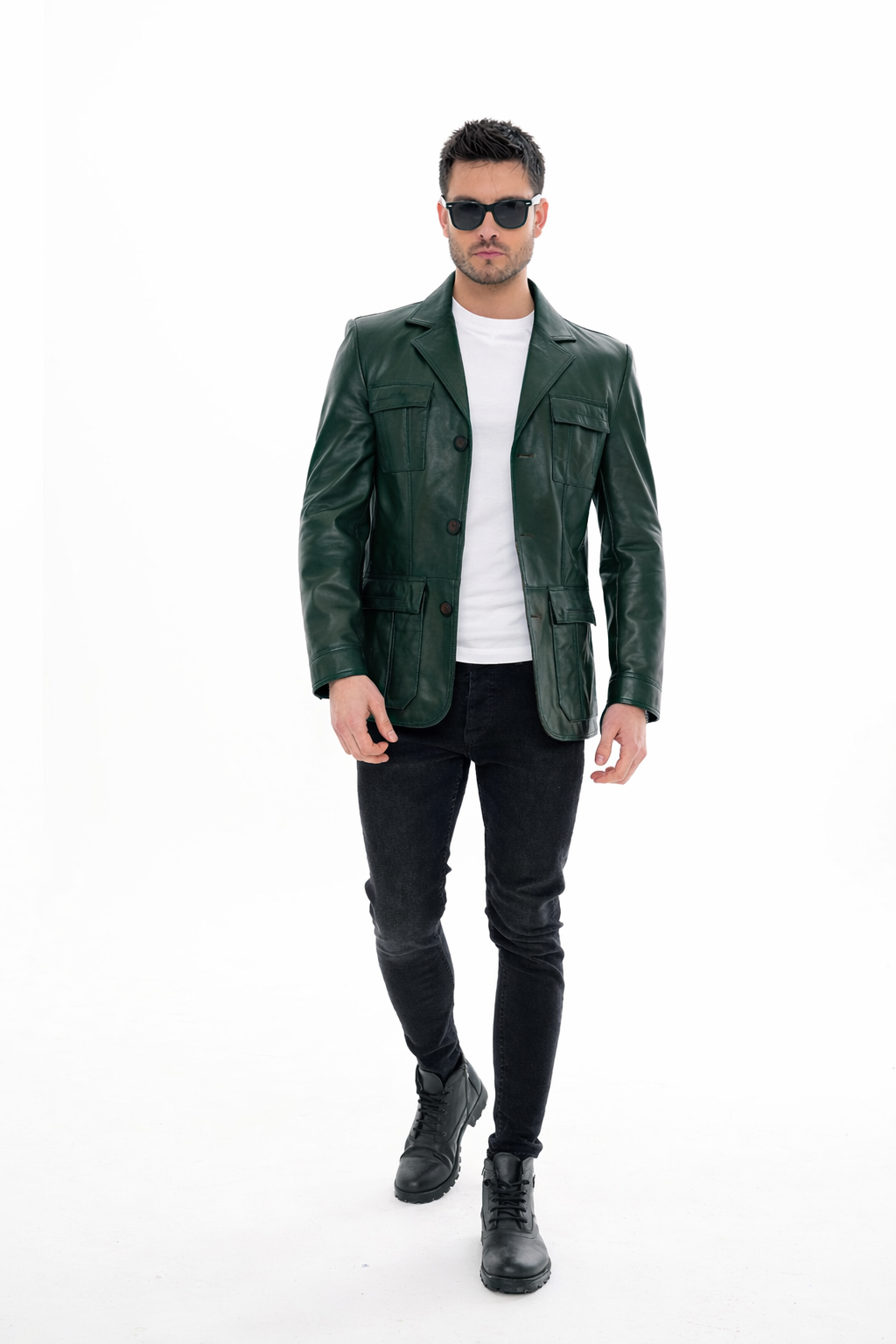 Vinci Leather The Ravenna Green  Leather Men Jacket – product view 6