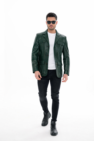 The Ravenna Green  Leather Men Jacket