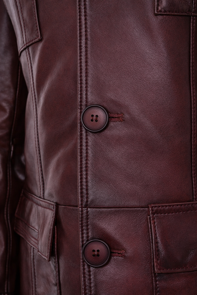 The Ravenna Burgundy Leather Men Jacket