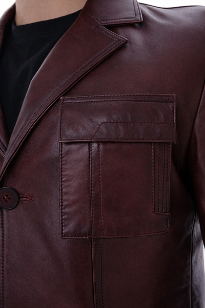 The Ravenna Burgundy Leather Men Jacket