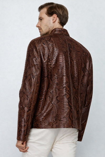 The Boss Pythn Dark Brown Leather Men Jacket Exclusive Limited Edition