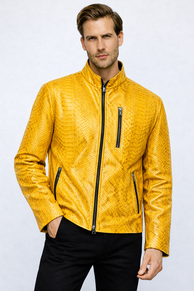 The Boss Pythn  Yellow Leather Men Jacket Exclusive Limited Edition