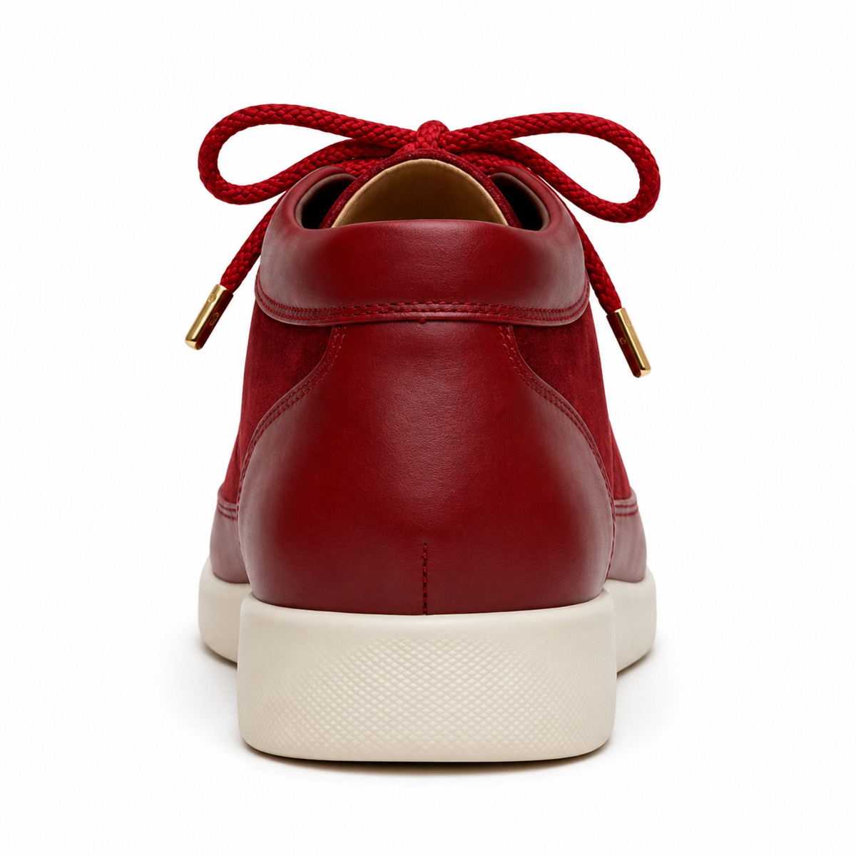 Johnny Famous Central Park Men's Rich Red Nappa Leather and Suede High-Top Sneakers | Retro Bally-Inspired – Top View