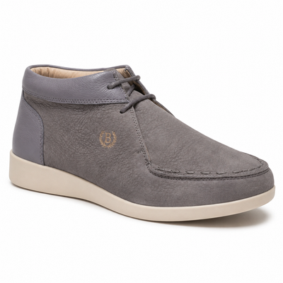 Johnny Famous Soho Men's Slate Gray Elephant-Embossed Leather High-Top Sneakers | Retro Bally-Inspired