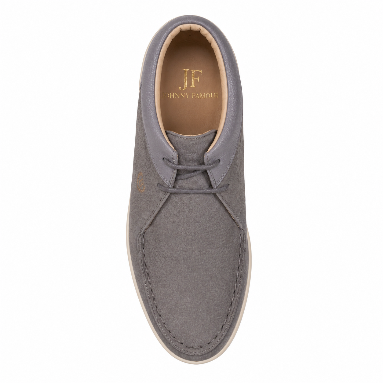 Johnny Famous Bally Style Soho Men’s Gray Elephant Leather High Top Sneakers