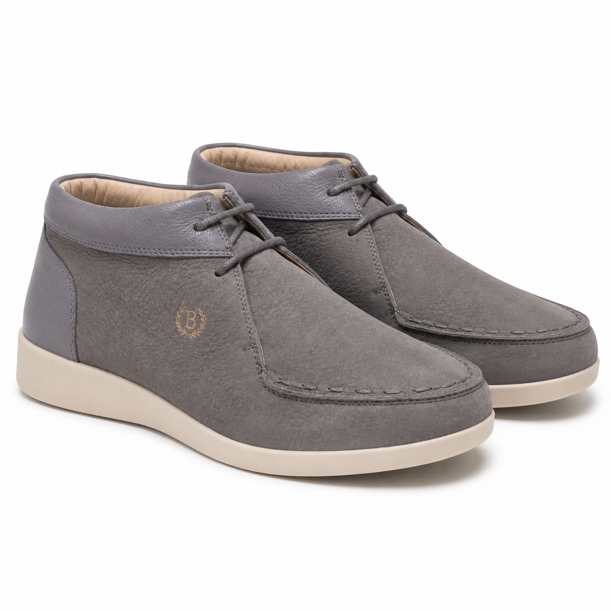 Johnny Famous Bally Style Soho Men’s Gray Elephant Leather High Top Sneakers