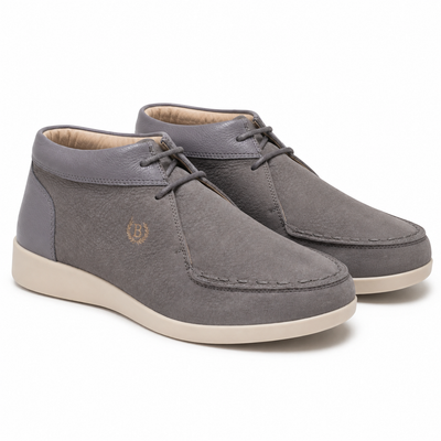Johnny Famous Soho Men's Slate Gray Elephant-Embossed Leather High-Top Sneakers | Retro Bally-Inspired