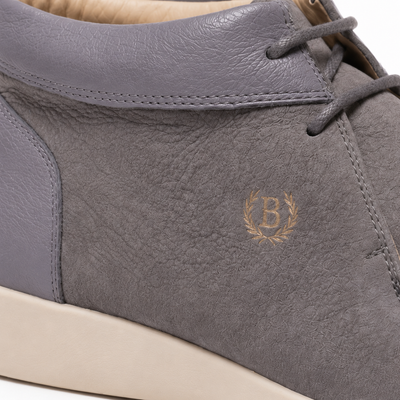 Johnny Famous Soho Men's Slate Gray Elephant-Embossed Leather High-Top Sneakers | Retro Bally-Inspired