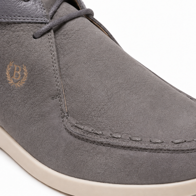 Johnny Famous Soho Men's Slate Gray Elephant-Embossed Leather High-Top Sneakers | Retro Bally-Inspired