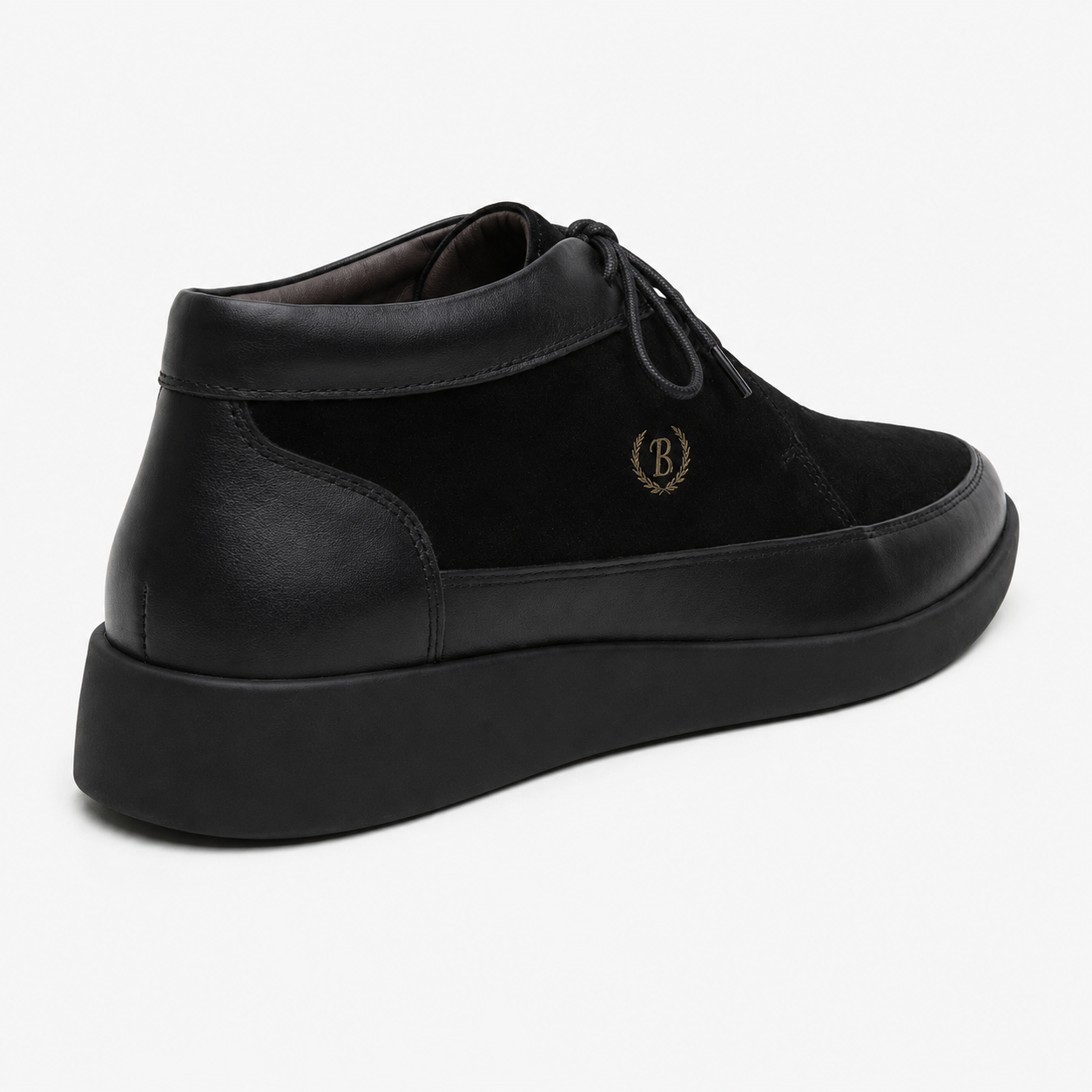 Johnny Famous Central Park Men's Black Leather & Suede High-Top Sneakers | Retro Bally-Inspired