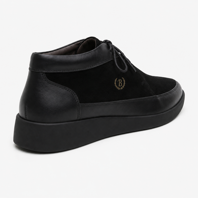 Johnny Famous Central Park Men's Black Leather & Suede High-Top Sneakers | Retro Bally-Inspired