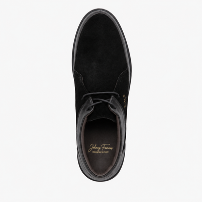 Johnny Famous Central Park Men's Black Leather & Suede High-Top Sneakers | Retro Bally-Inspired