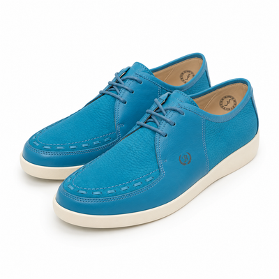 Johnny Famous Delancey Men's Turquoise Nappa Leather & Suede Low-Top Sneakers | Retro Bally-Inspired