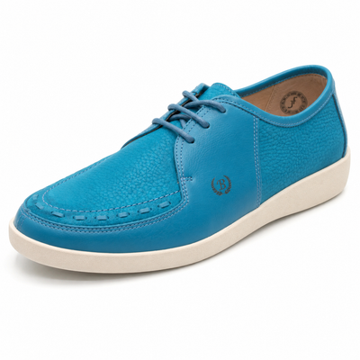 Johnny Famous Delancey Men's Turquoise Nappa Leather & Suede Low-Top Sneakers | Retro Bally-Inspired
