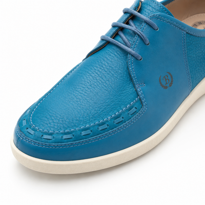 Johnny Famous Delancey Men's Turquoise Nappa Leather & Suede Low-Top Sneakers | Retro Bally-Inspired