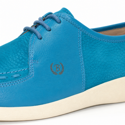 Johnny Famous Delancey Men's Turquoise Nappa Leather & Suede Low-Top Sneakers | Retro Bally-Inspired