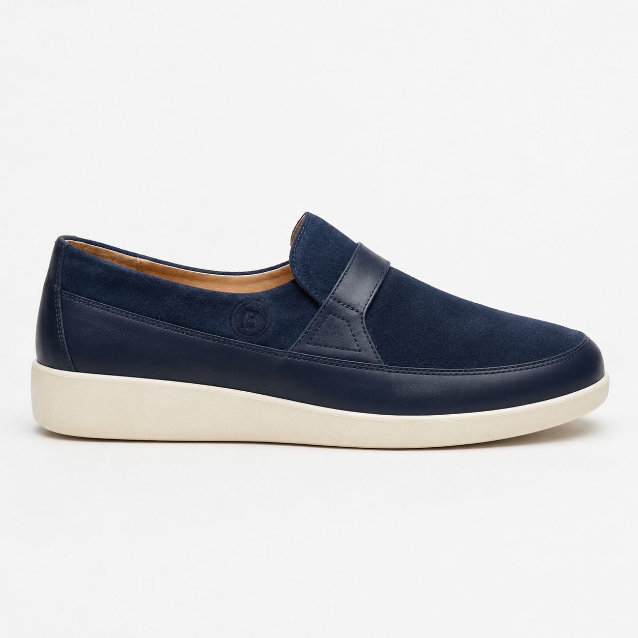 Johnny Famous Tribeca Men's Navy Suede & Leather Slip-On Sneakers | Retro Bally-Inspired