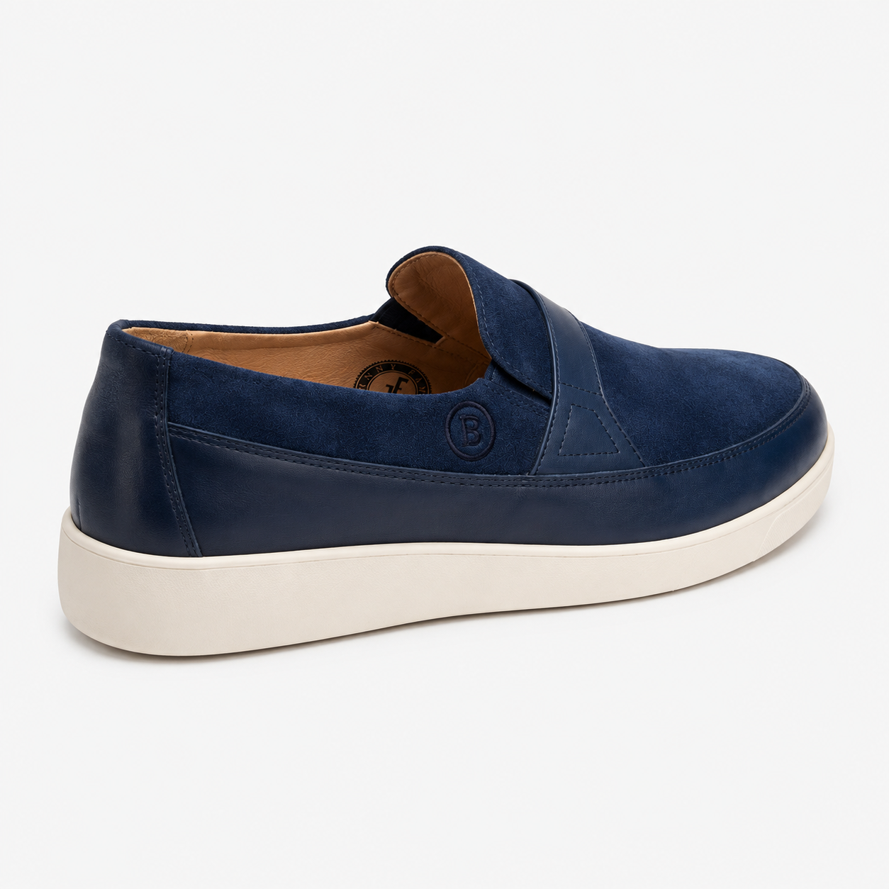 Johnny Famous Tribeca Men's Navy Suede & Leather Slip-On Sneakers | Retro Bally-Inspired
