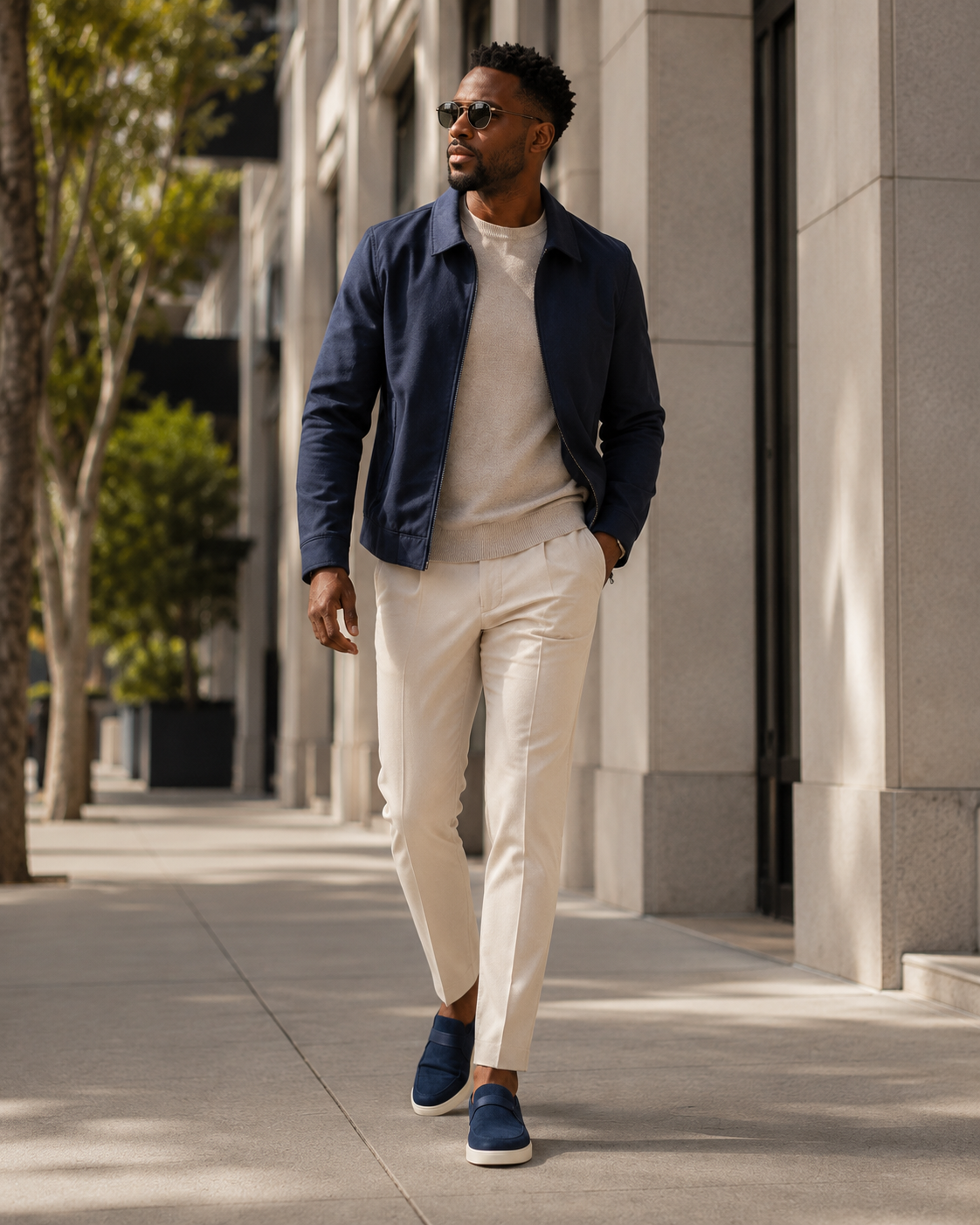 Johnny Famous Tribeca Men's Navy Suede & Leather Slip-On Sneakers | Retro Bally-Inspired