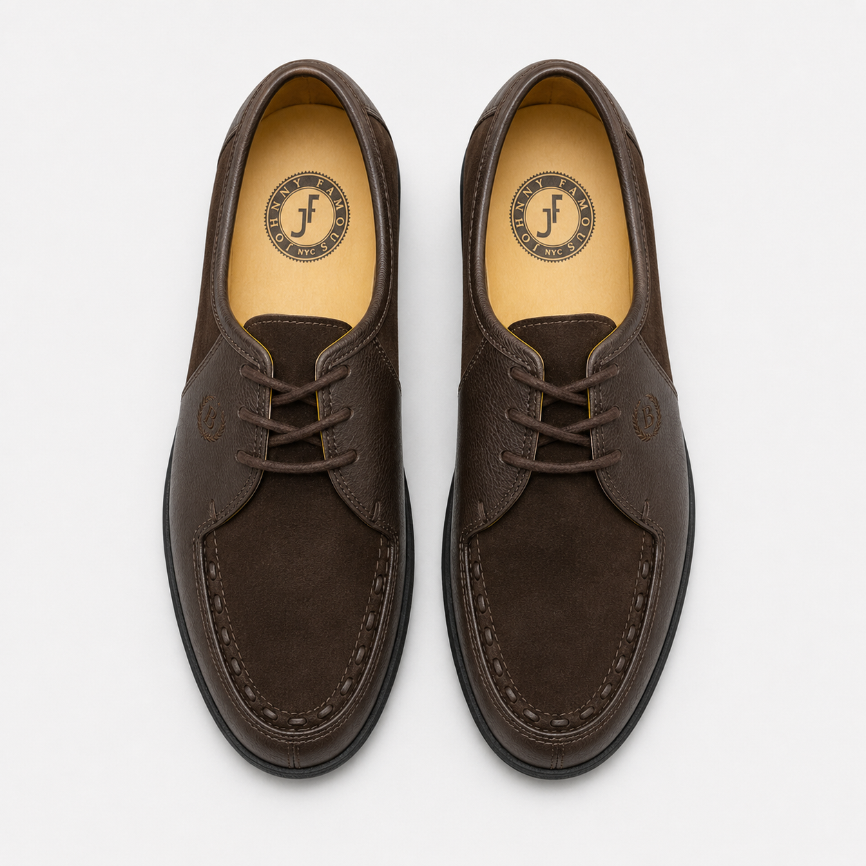 Johnny Famous Delancey Men's Cafe Brown Leather & Suede Low-Top Sneakers | Retro Bally-Inspired – On-Foot Styling