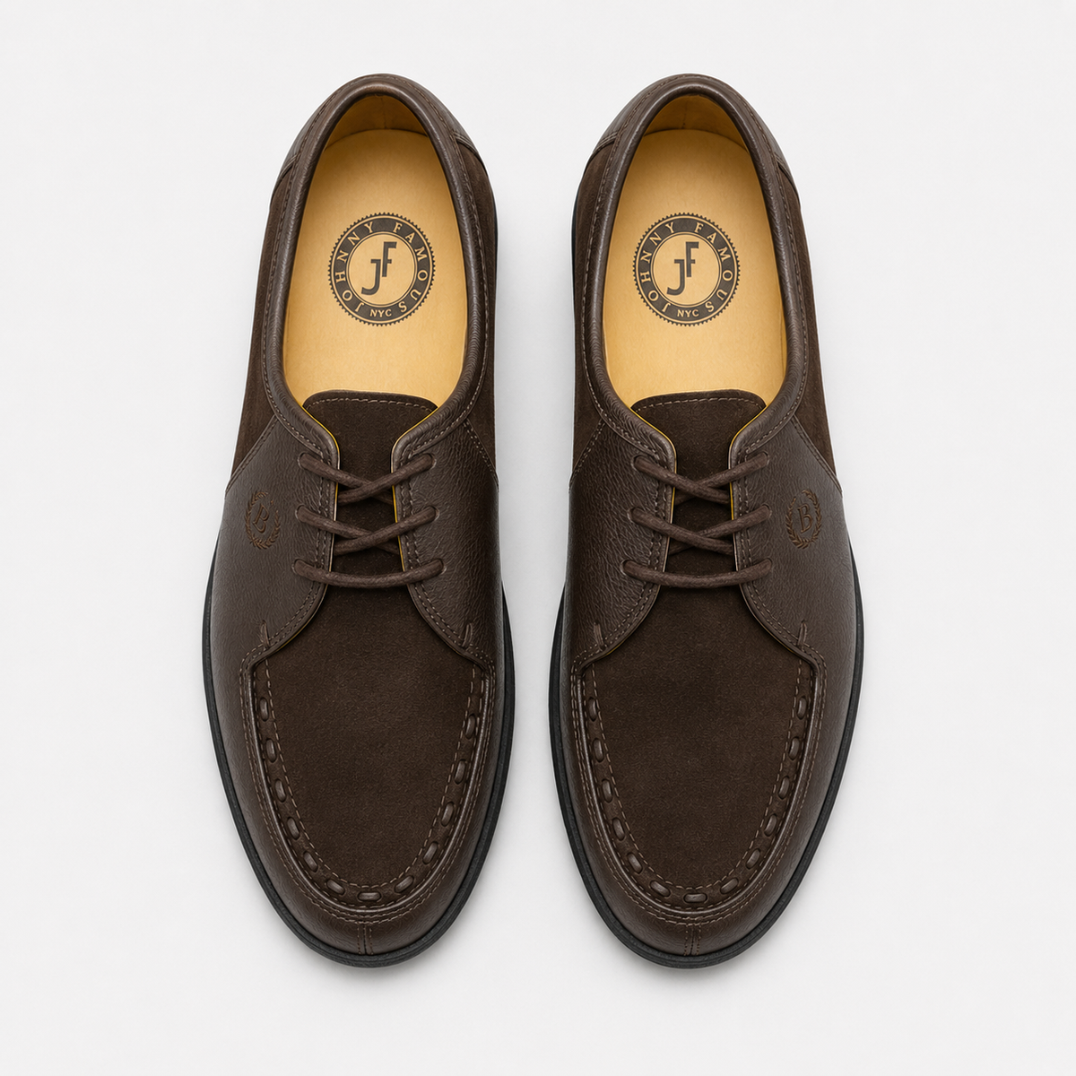 Johnny Famous Delancey Men's Cafe Brown Leather & Suede Low-Top Sneakers | Retro Bally-Inspired – On-Foot Styling