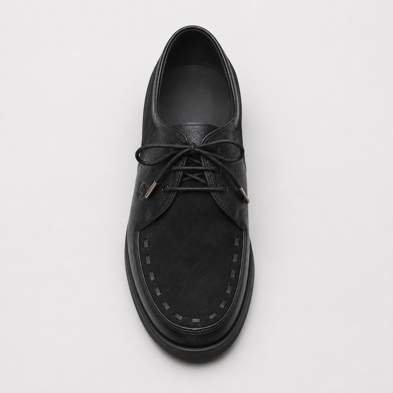 Johnny Famous Delancey Men's Black Leather & Suede Low-Top Sneakers | Retro Bally-Inspired – Three-Quarter View