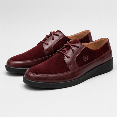 Johnny Famous Park West Men's Deep Burgundy Leather & Suede Low-Top Sneakers | Retro Bally-Inspired