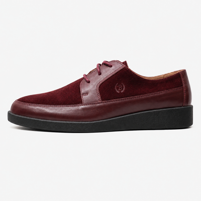 Johnny Famous Park West Men's Deep Burgundy Leather & Suede Low-Top Sneakers | Retro Bally-Inspired