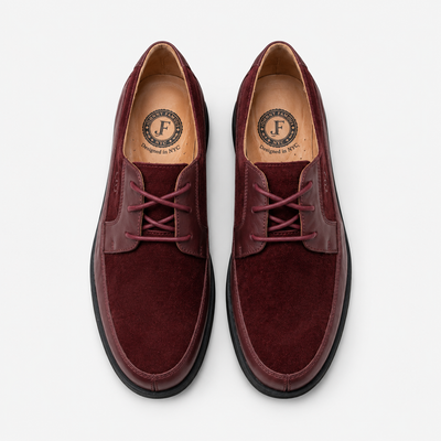 Johnny Famous Park West Men's Deep Burgundy Leather & Suede Low-Top Sneakers | Retro Bally-Inspired