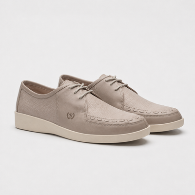 Johnny Famous Delancey Men's Beige Cream Leather & Suede Low-Top Sneakers | Retro Bally-Inspired
