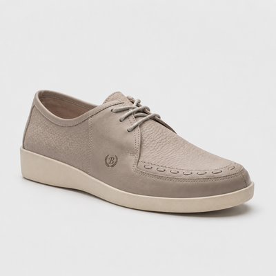Johnny Famous Delancey Men's Beige Cream Leather & Suede Low-Top Sneakers | Retro Bally-Inspired