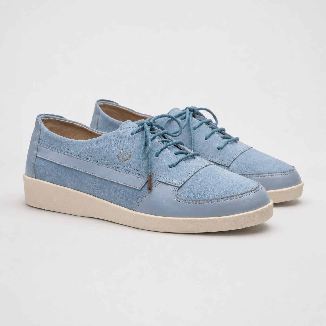 Johnny Famous Midtown Men's Powder Blue Suede & Leather Low-Top Sneakers | Retro Bally-Inspired
