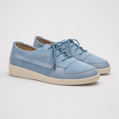Johnny Famous Midtown Men's Powder Blue Suede & Leather Low-Top Sneakers | Retro Bally-Inspired