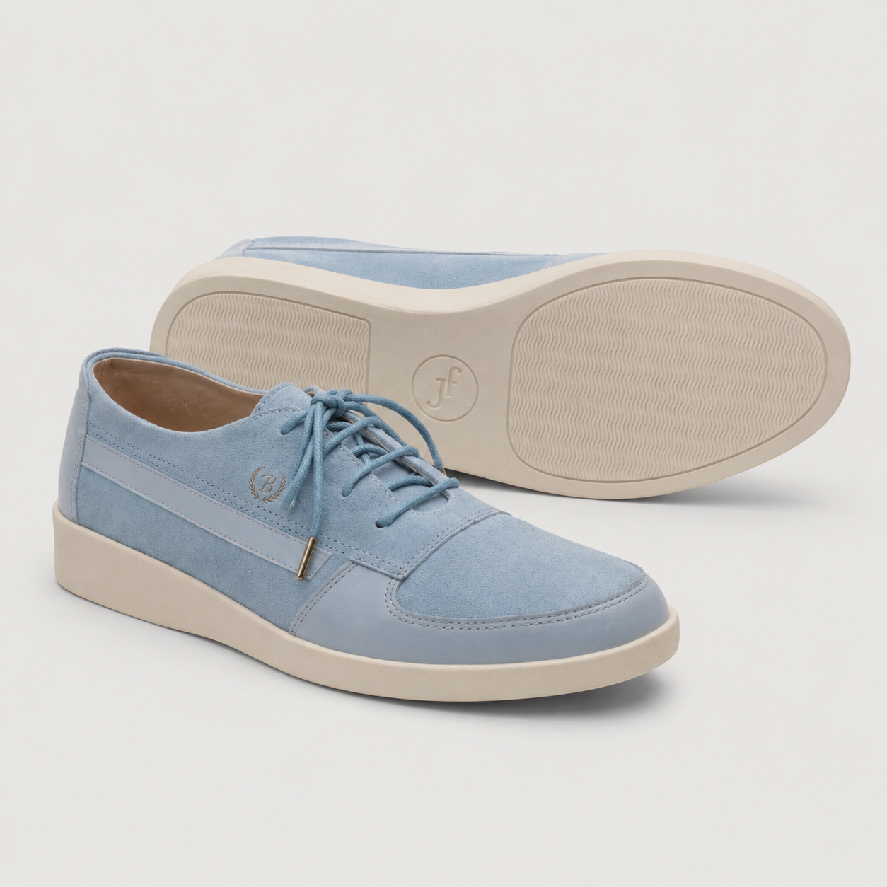 Johnny Famous Midtown Men's Powder Blue Suede & Leather Low-Top Sneakers | Retro Bally-Inspired