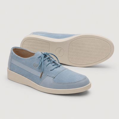 Johnny Famous Midtown Men's Powder Blue Suede & Leather Low-Top Sneakers | Retro Bally-Inspired