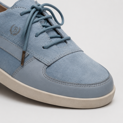 Johnny Famous Midtown Men's Powder Blue Suede & Leather Low-Top Sneakers | Retro Bally-Inspired