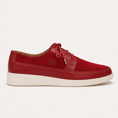 Johnny Famous Park West Men's Rich Red Leather & Suede Low-Top Sneakers | Retro Bally-Inspired