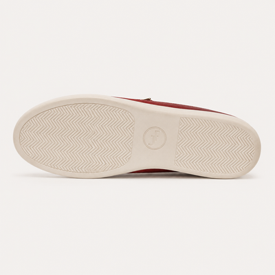 Johnny Famous Park West Men's Rich Red Leather & Suede Low-Top Sneakers | Retro Bally-Inspired