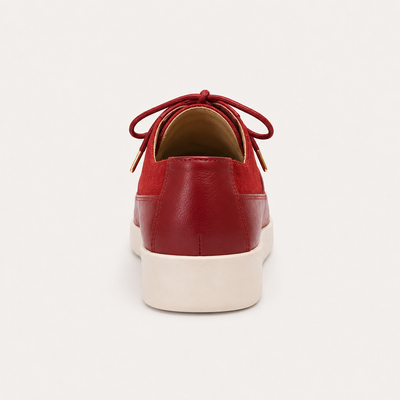 Johnny Famous Park West Men's Rich Red Leather & Suede Low-Top Sneakers | Retro Bally-Inspired