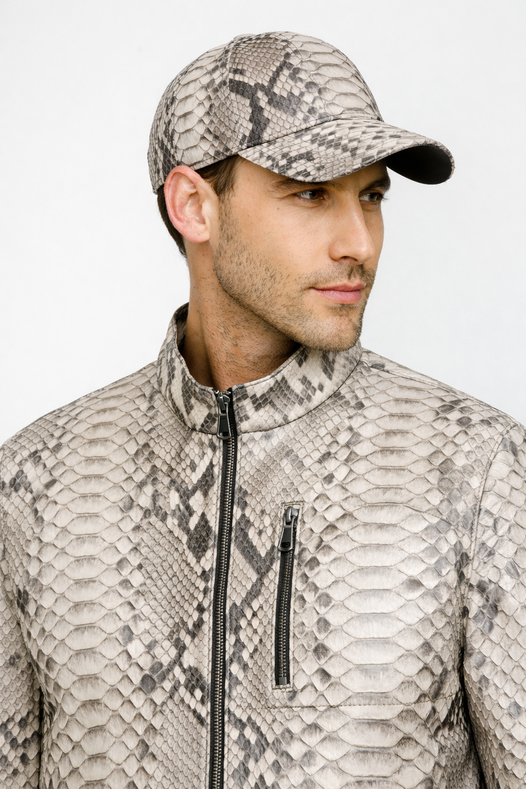The Boss Pythn Natural Leather Men Jacket