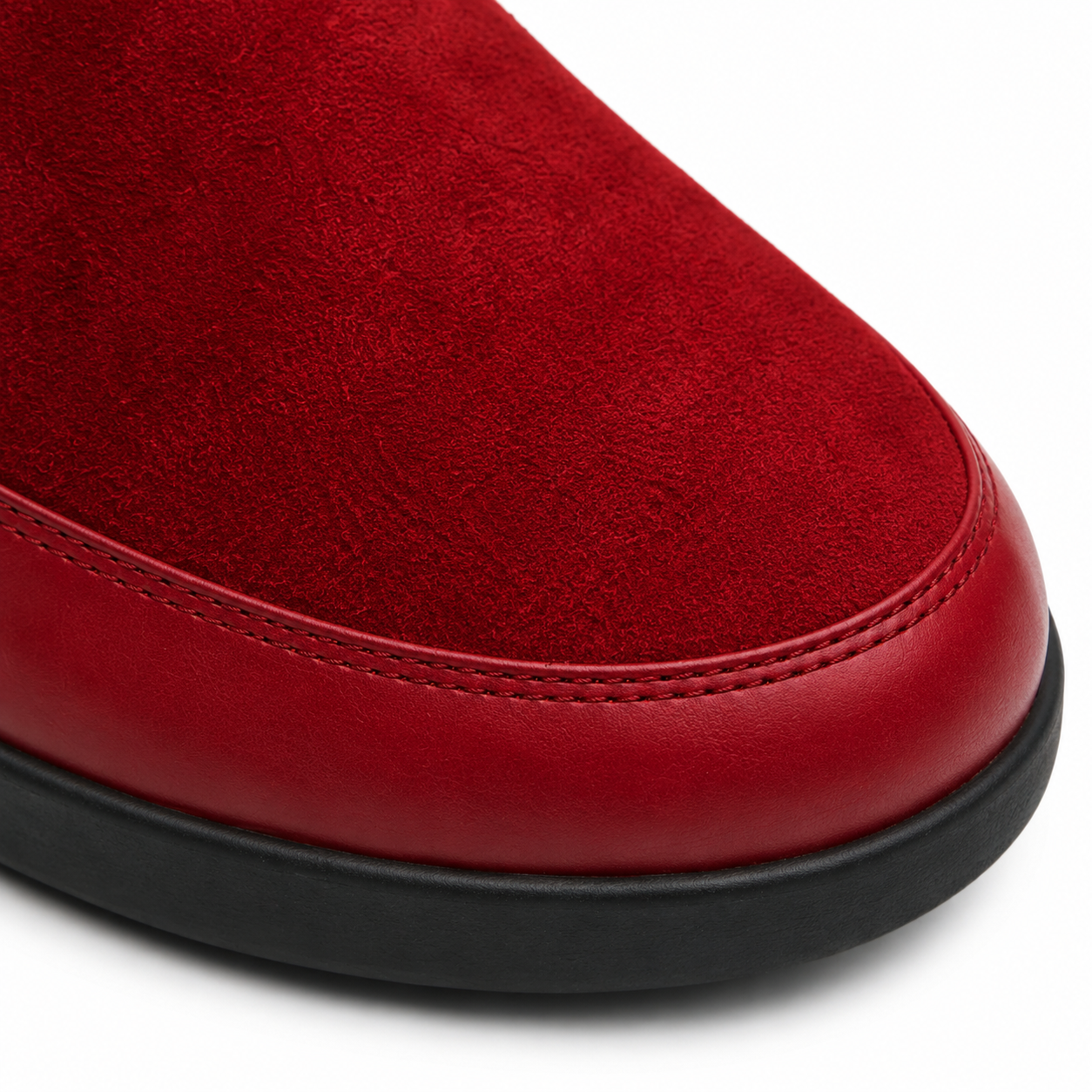 Johnny Famous Central Park Men's Red & Black Nappa Leather & Suede High-Top Sneakers | Retro Bally-Inspired