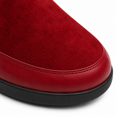 Johnny Famous Central Park Men's Red & Black Nappa Leather & Suede High-Top Sneakers | Retro Bally-Inspired