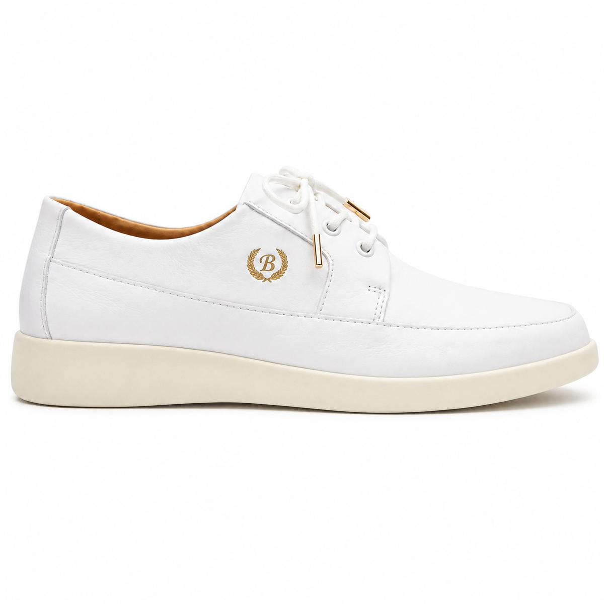 Johnny Famous Park West Men's White Nappa Leather Low-Top Sneakers | Retro Bally-Inspired – Front View