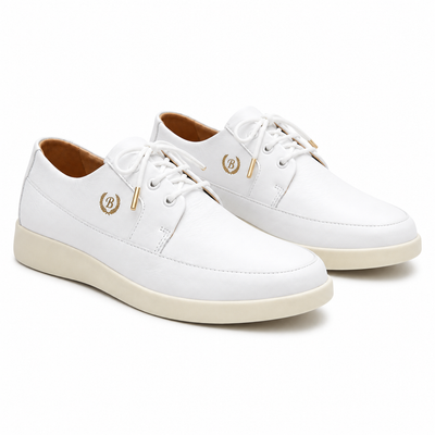 Johnny Famous Park West Men's White Nappa Leather Low-Top Sneakers | Retro Bally-Inspired