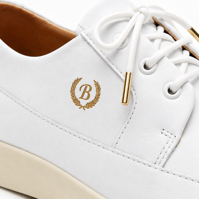Johnny Famous Park West Men's White Nappa Leather Low-Top Sneakers | Retro Bally-Inspired