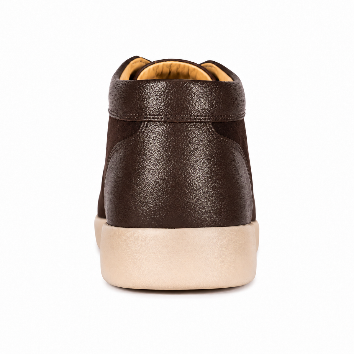 Johnny Famous Soho Men's Cafe Brown Elephant-Embossed Leather High-Top Sneakers | Retro Bally-Inspired – Back View
